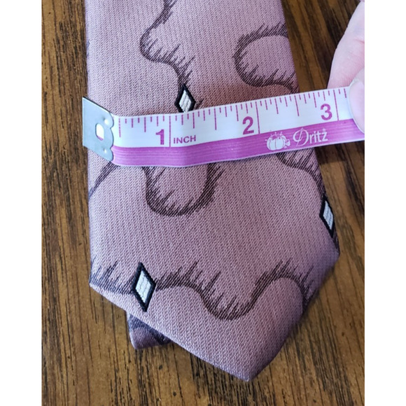 Stringbeans Plus+ Champagne Pink Abstract Dot Pattern Skinny Silk Necktie Tie - Picture 5 of 6